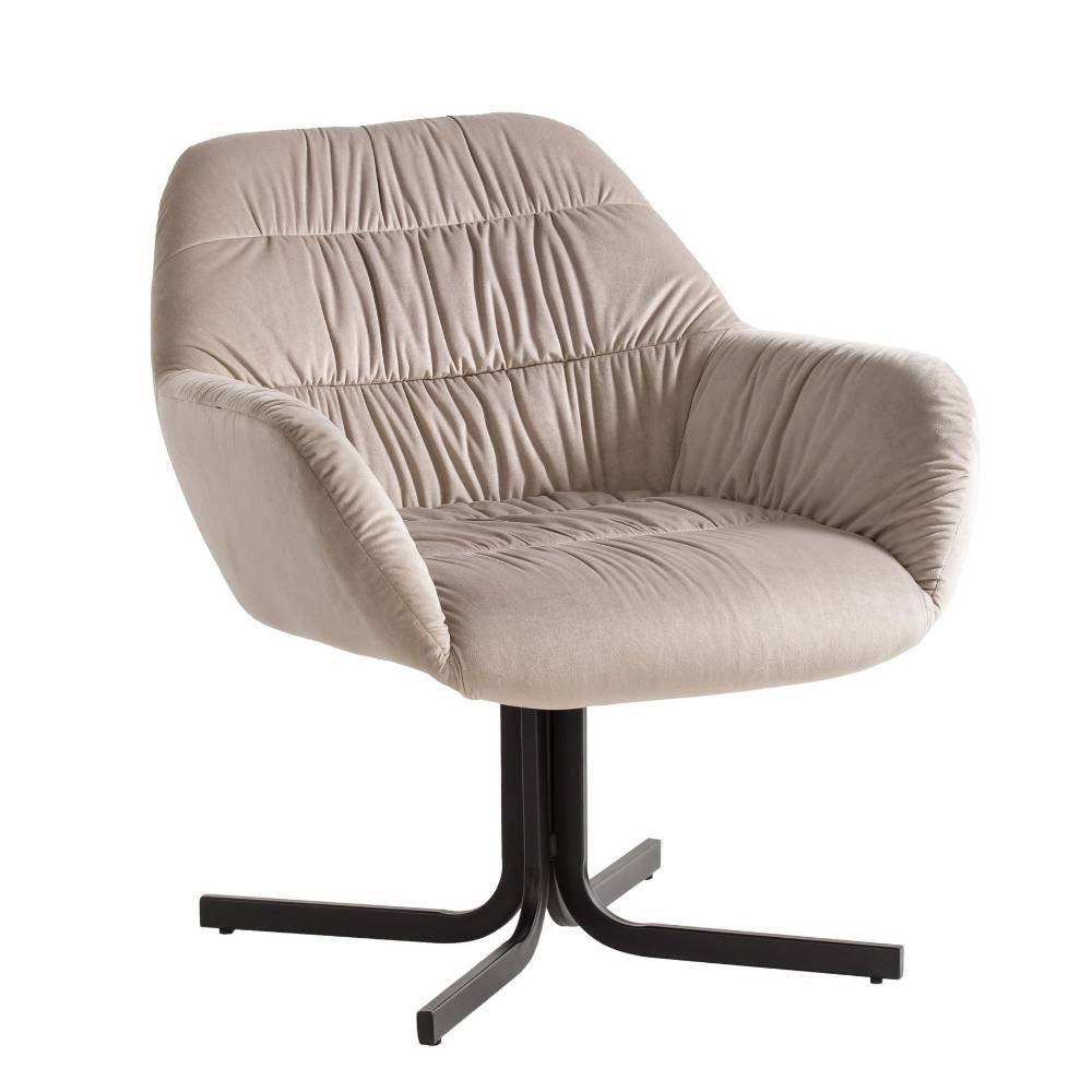 Design-Sessel in Beige Samt - Dalena