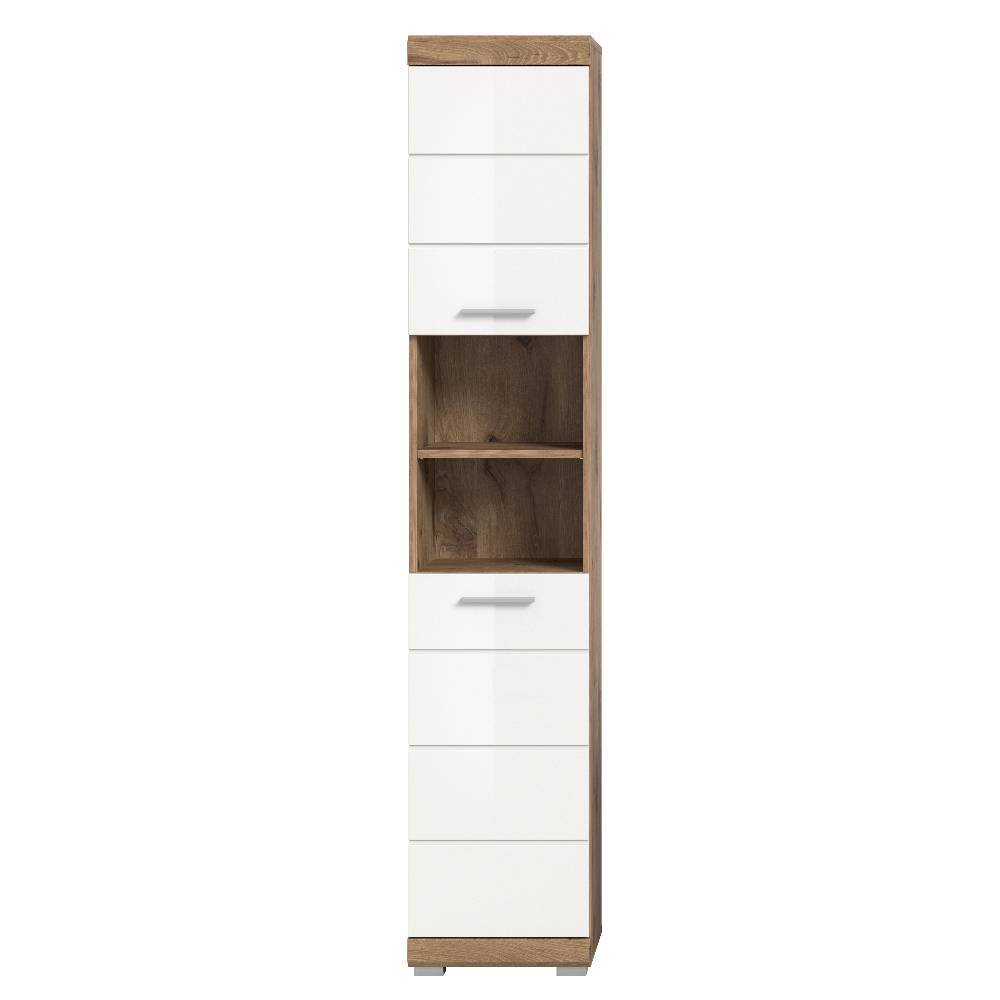 Badezimmer Hochschrank in Weiß - Exmonda