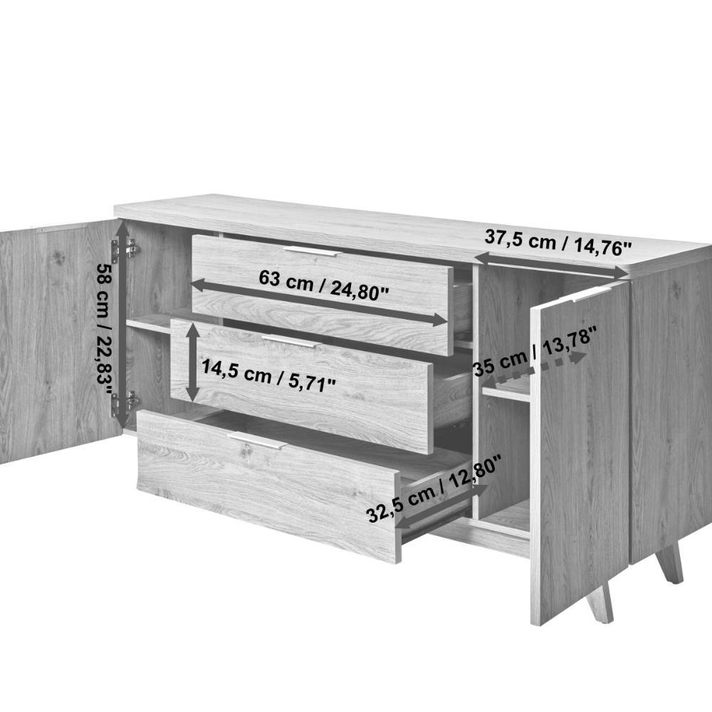 Sideboard in Eiche Holzoptik - Palonia