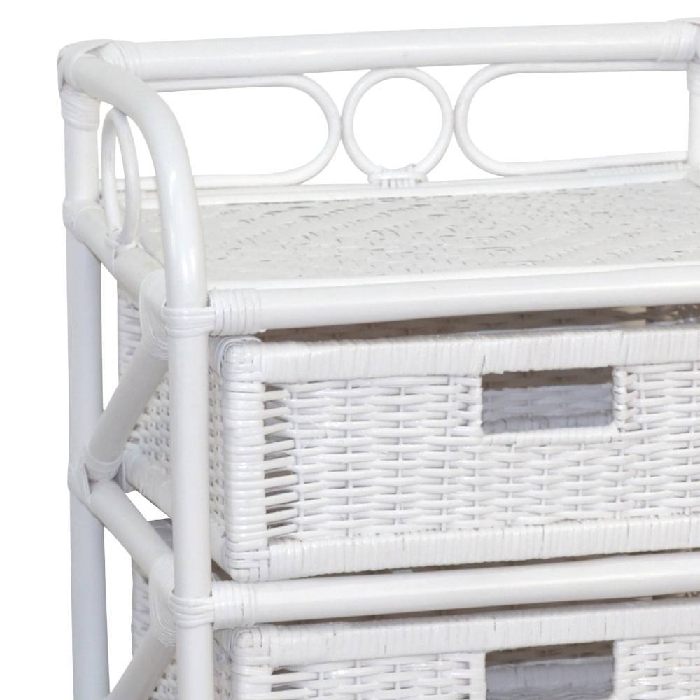 Rattan-Badezimmer-Kommode in Weiß lackiert - Ashron
