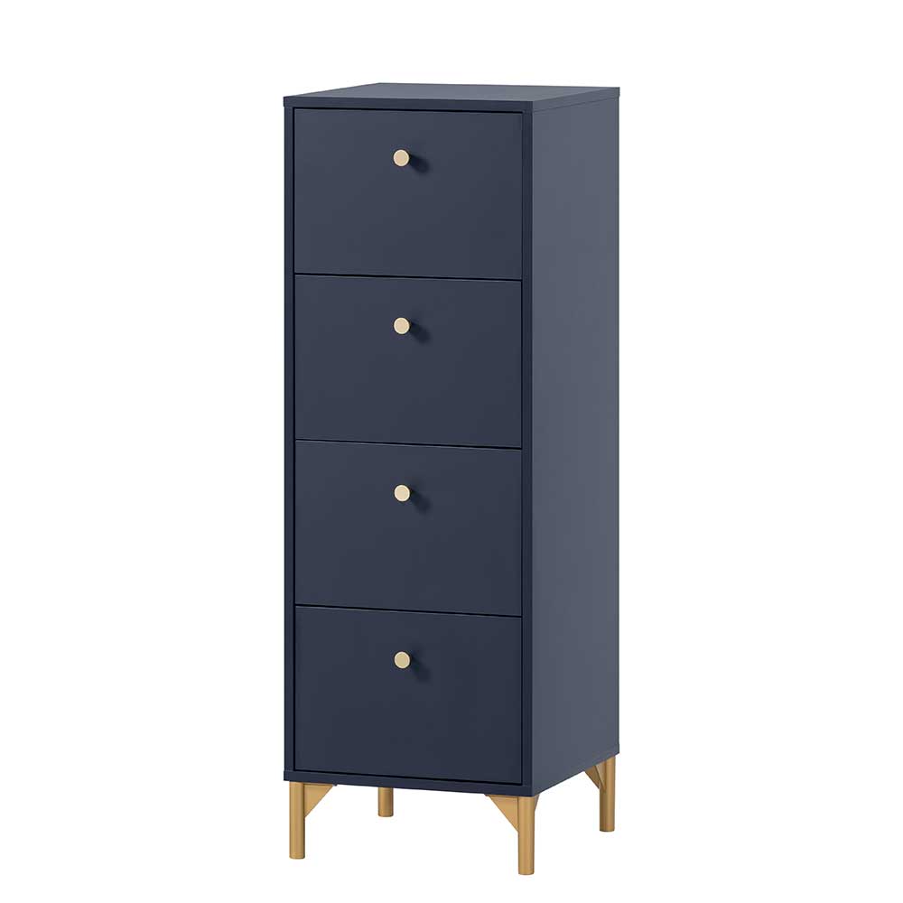 Hohe Kommode in Dunkelblau mit Gold - Inbano