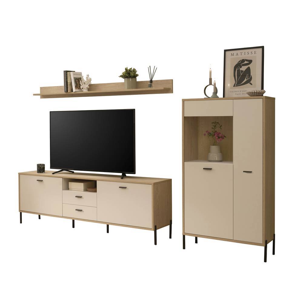 Wohnwand-Möbelset in Beige - Dasanti (dreiteilig)