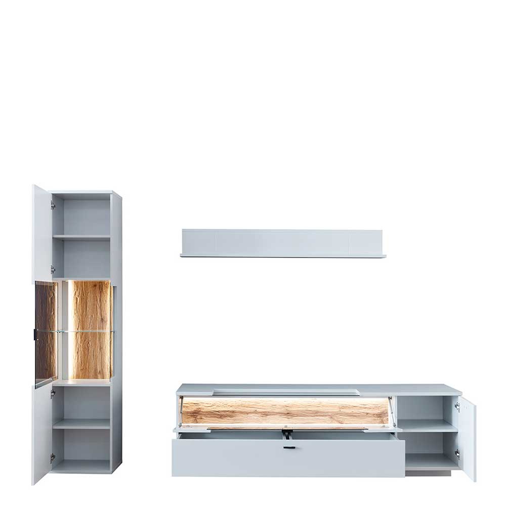 TV Lowboard & Vitrine & Wandboard Set - Apulco (dreiteilig)