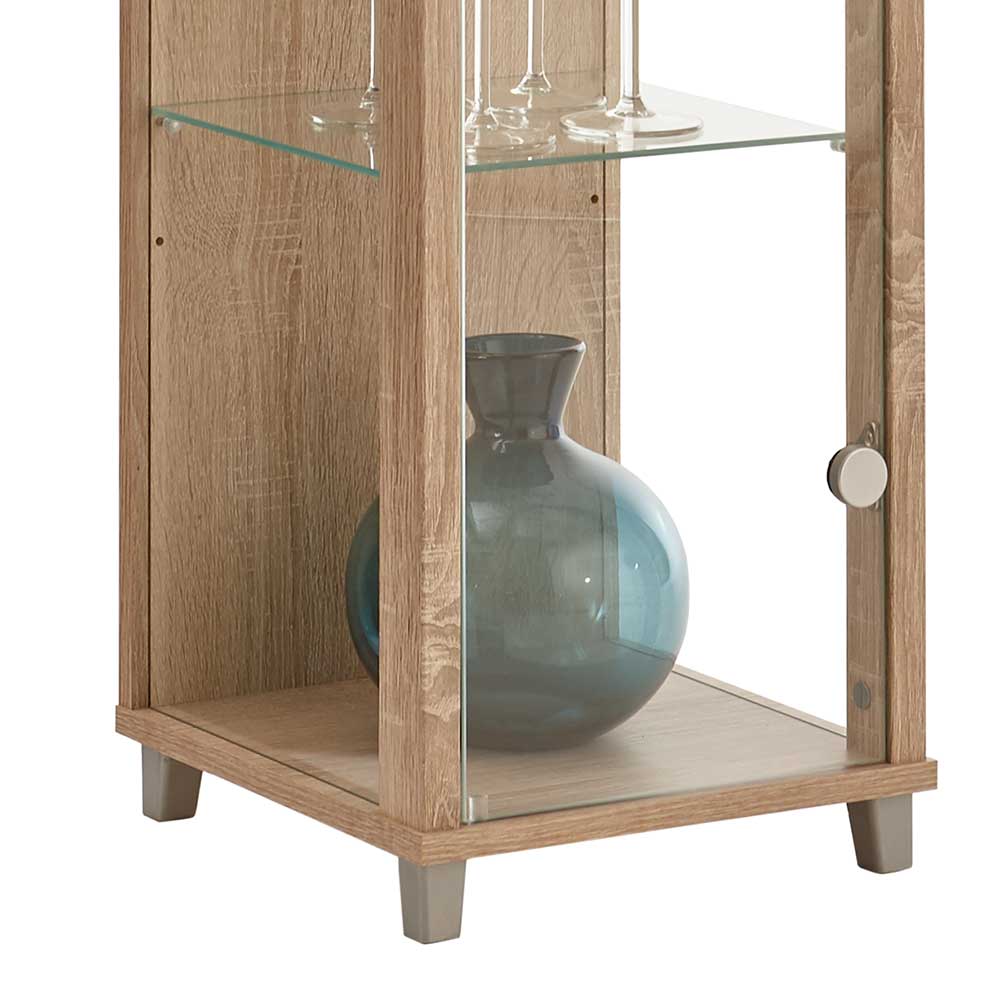 1-türige Glas Vitrine in Sonoma-Eiche Dekor - Made in Germany - Zalmoni