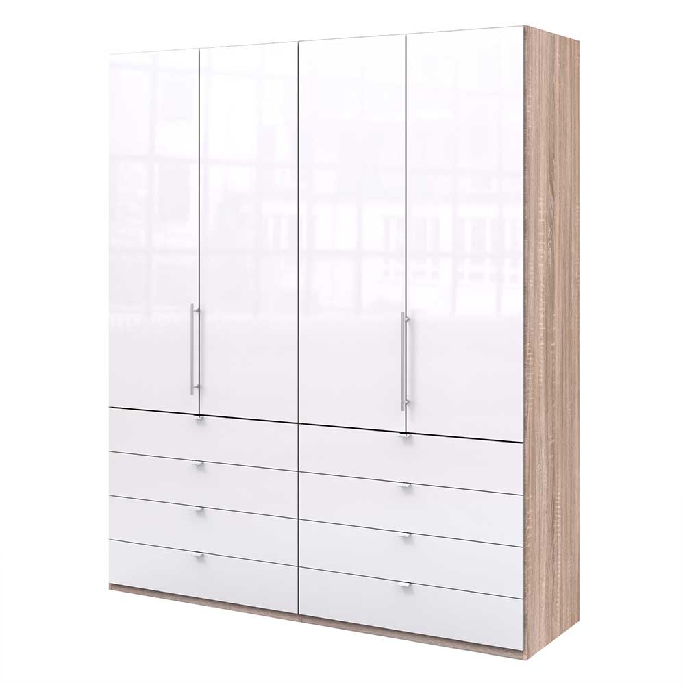 2m breiter Kleiderschrank mit Glasfront Weiß - Bosays
