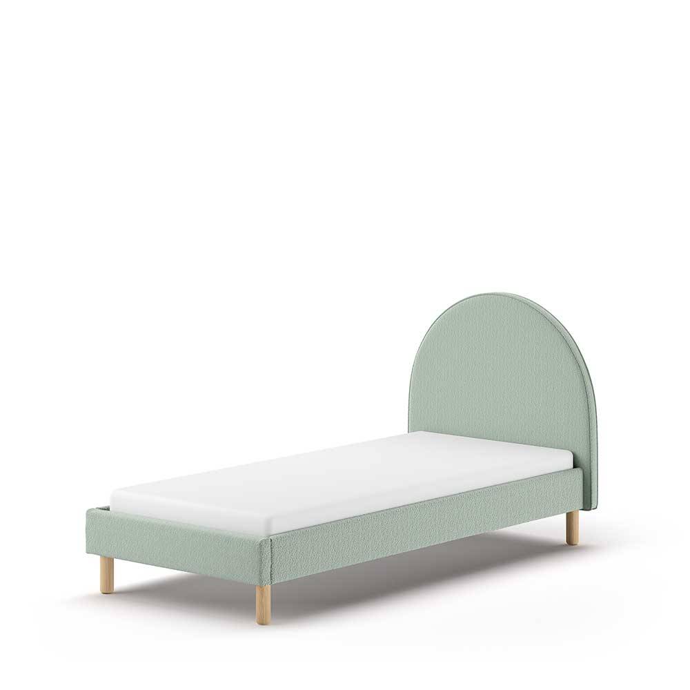 Scandi Chic Polsterbett aus Boucle Stoff in Grün - Skylab