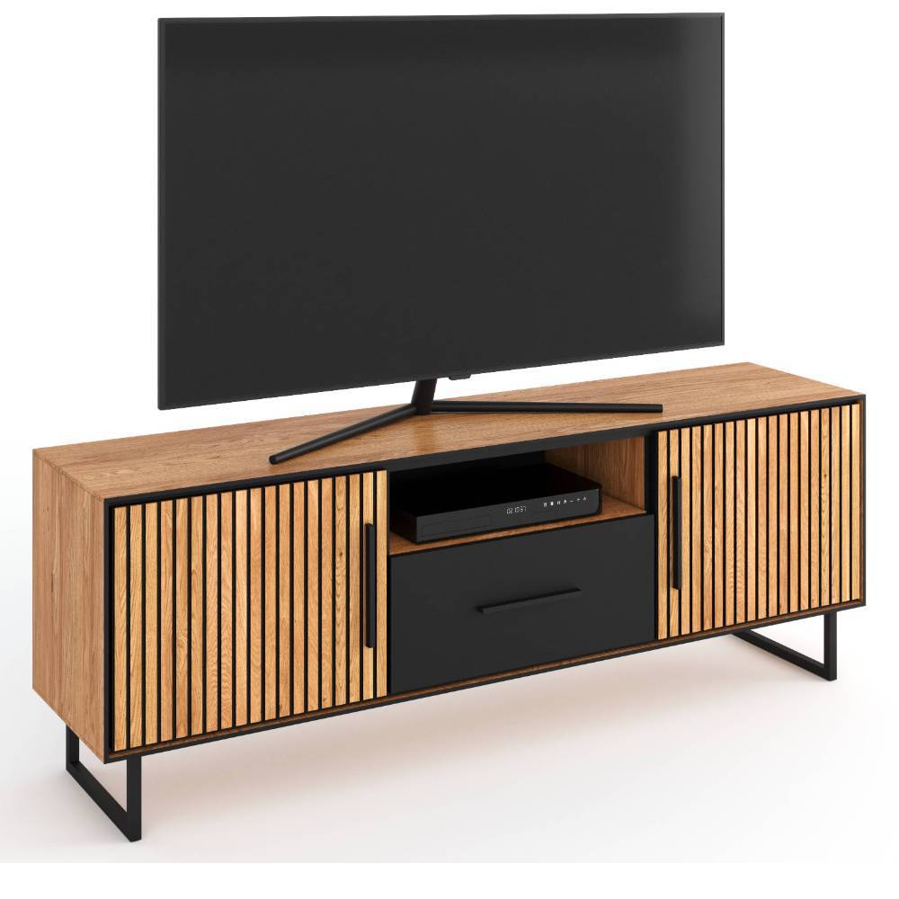 TV Lowboard in Eichefarben und Schwarz - Mantua