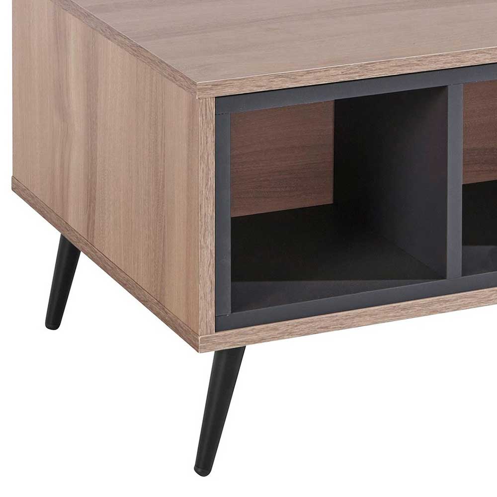 Couchtisch in Anthrazit und Holzoptik Braun - Hietro