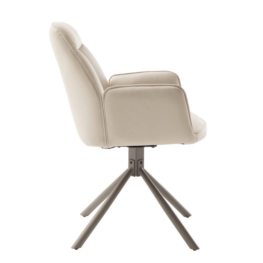Drehstuhl in Cremeweiß und Taupe - Contarac (2er Set)