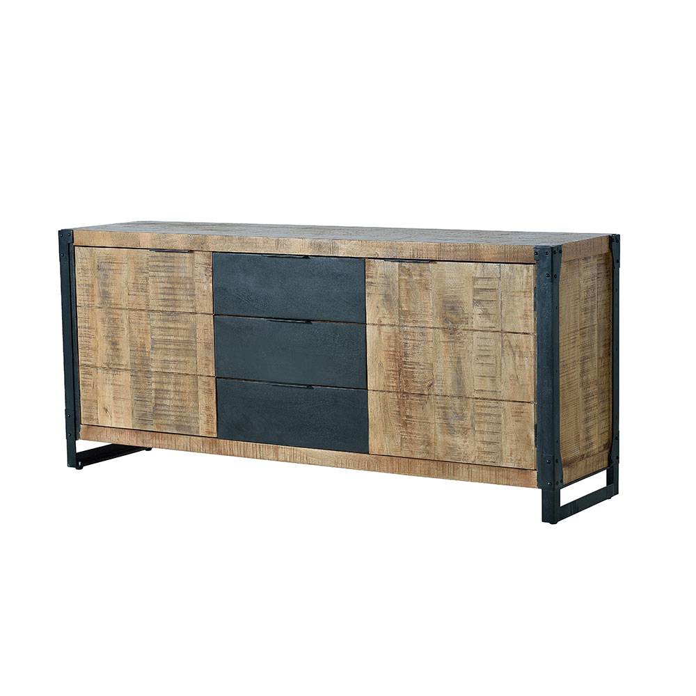 Industrial Sideboard aus Mangoholz mit Metall - Lakumara