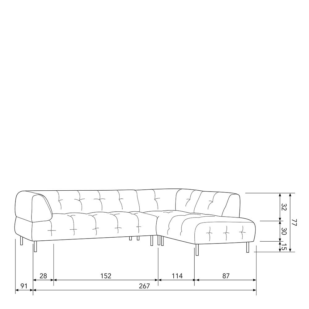 L-Form Couch in Hellbraun Samtbezug - Ulrike