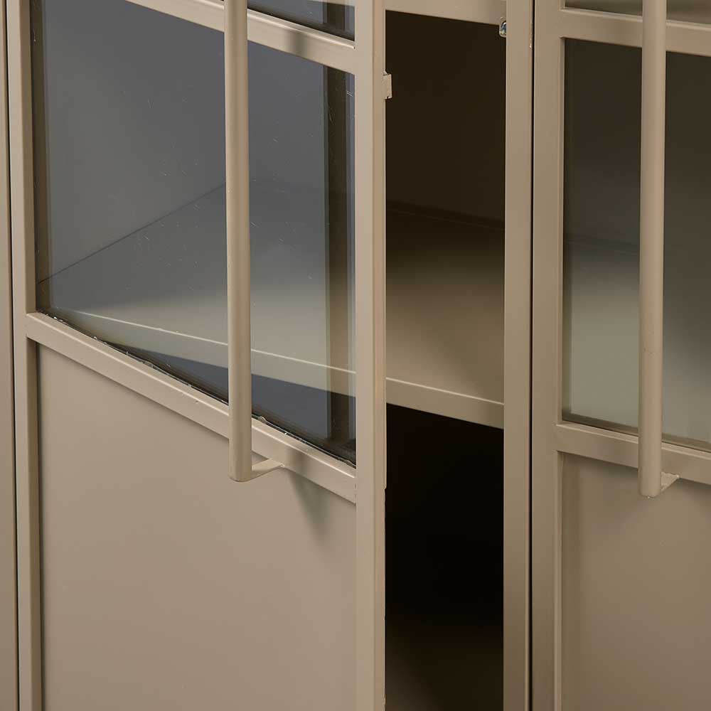 Metall Vitrinenschrank in Khaki - Gabadoza