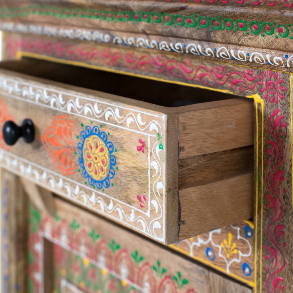 Boho Style Nachtschrank aus Mangoholz - Klapan