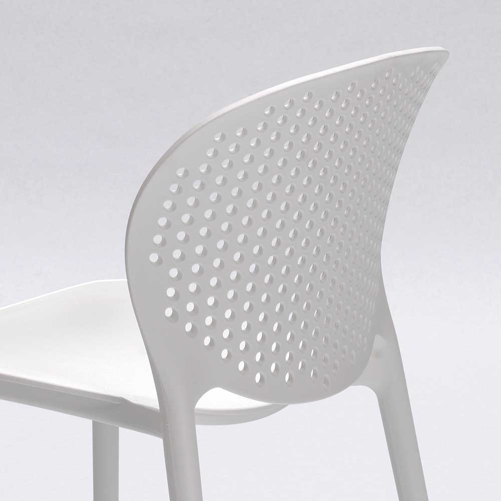 Weißer Gartenstuhl aus Kunststoff stapelbar Fanovic Set) (4er