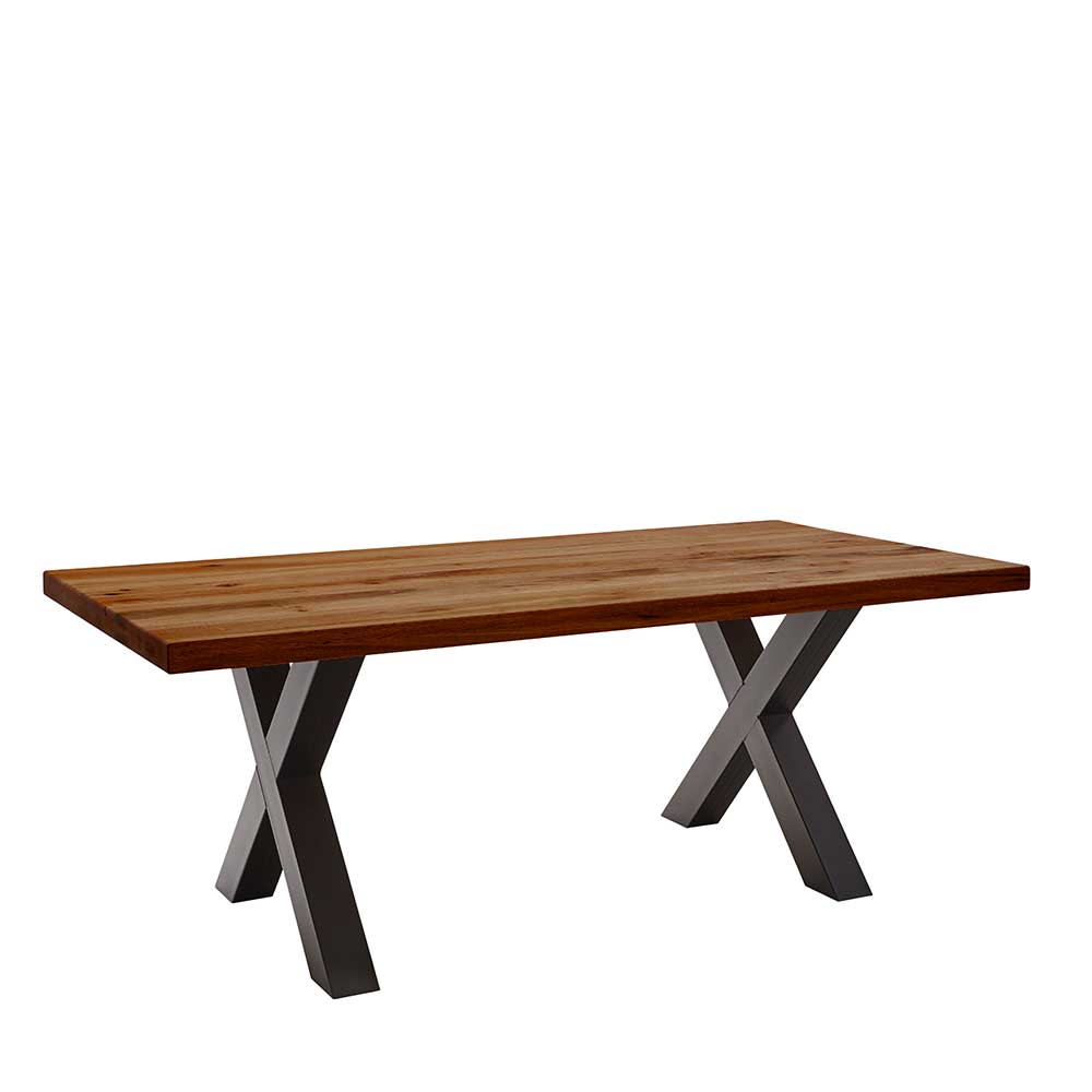 X-Fuß Esstisch mit Holzplatte 56 mm stark - Macaza