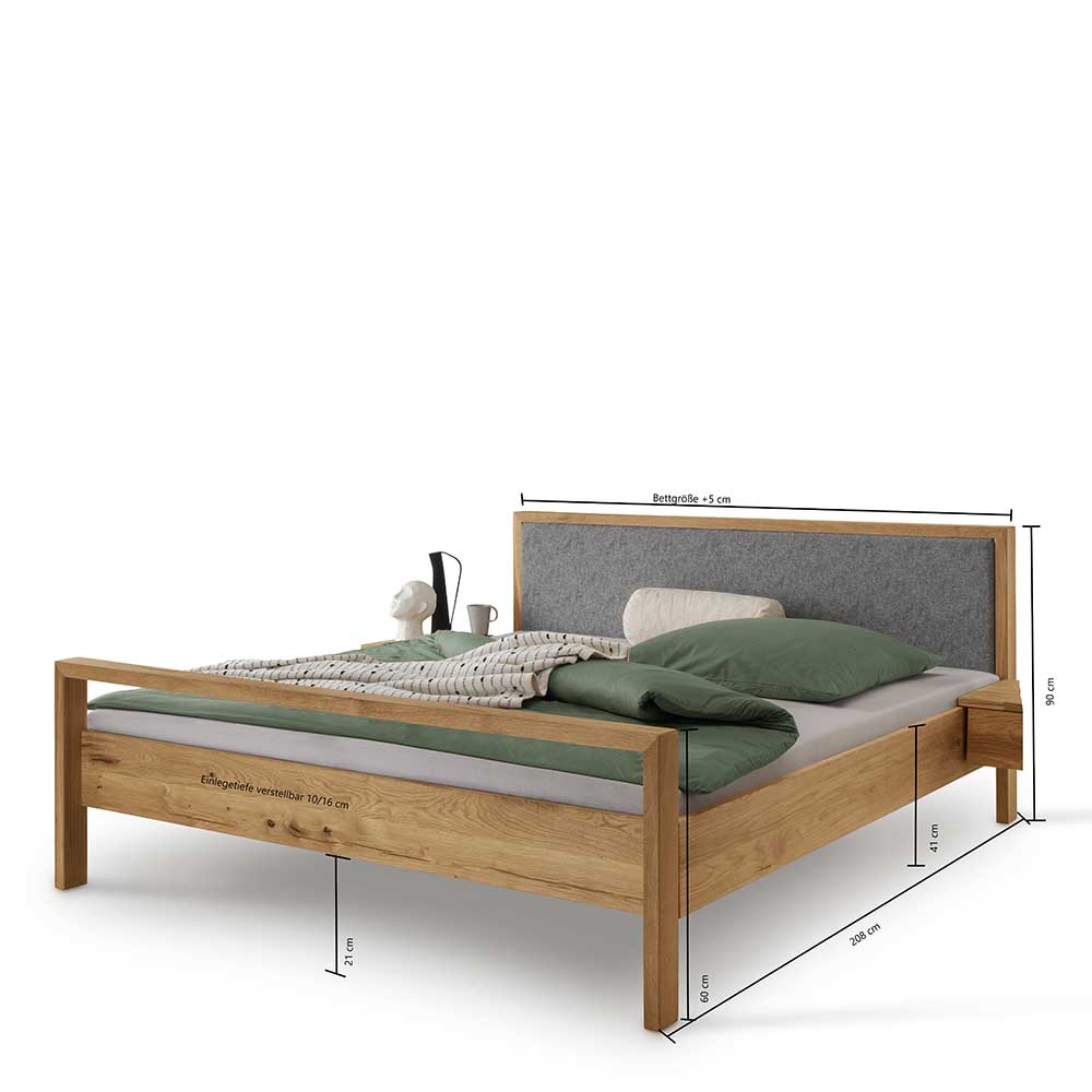Design Doppelbett aus Wildeiche - Martinez