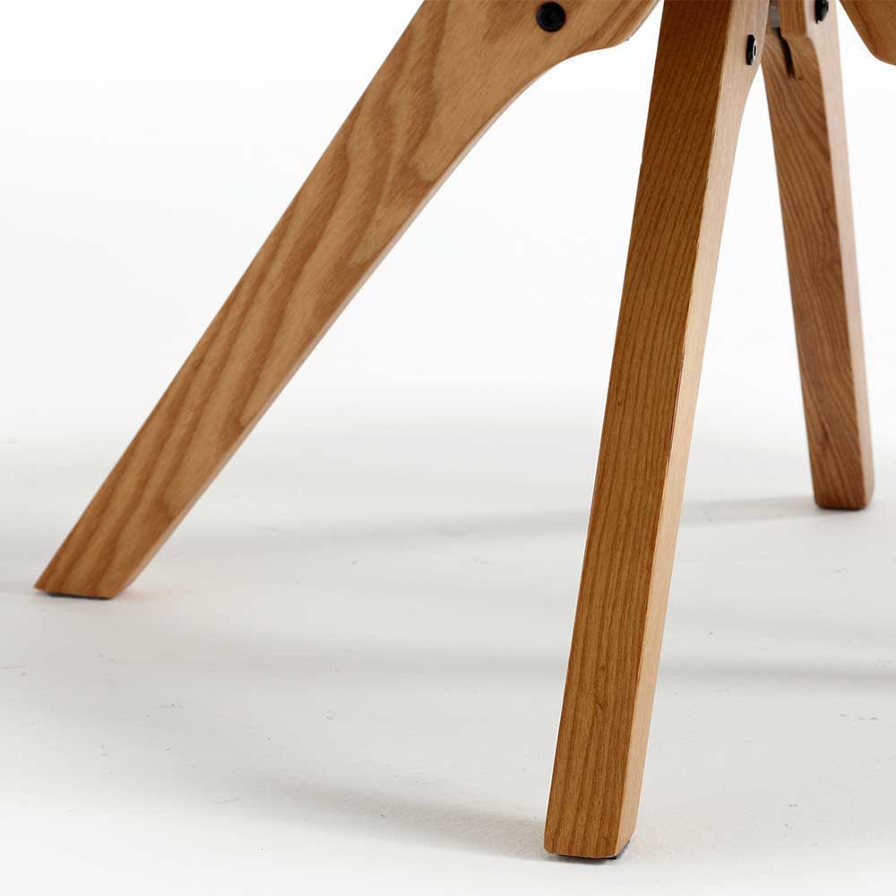 Boucle Tischsessel mit Holz Drehgestell - Corpus (2er Set)