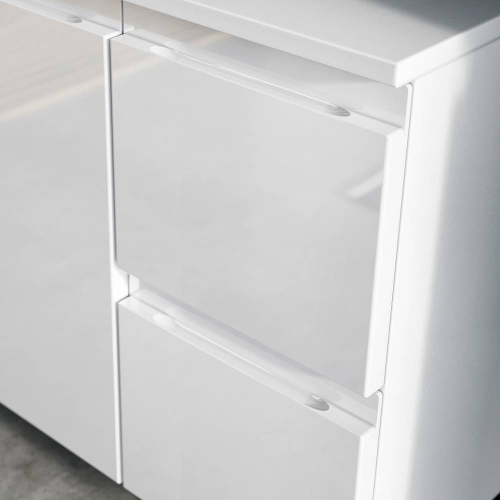 60 cm Waschbeckenschrank in Weiß Hochglanz - Loeesa