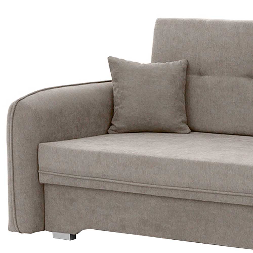 Velours Federkerncouch in Beigegrau - Fortinos