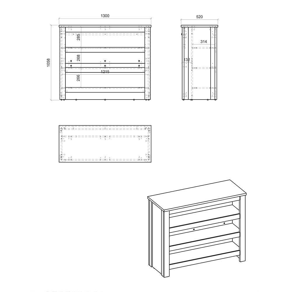 Küchenmöbel mit Theke in Weiß & Grau - Eture (sechsteilig)