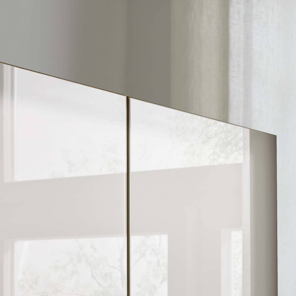 7-türiger Schlafzimmerschrank mit Glas in Weiß - Crucav