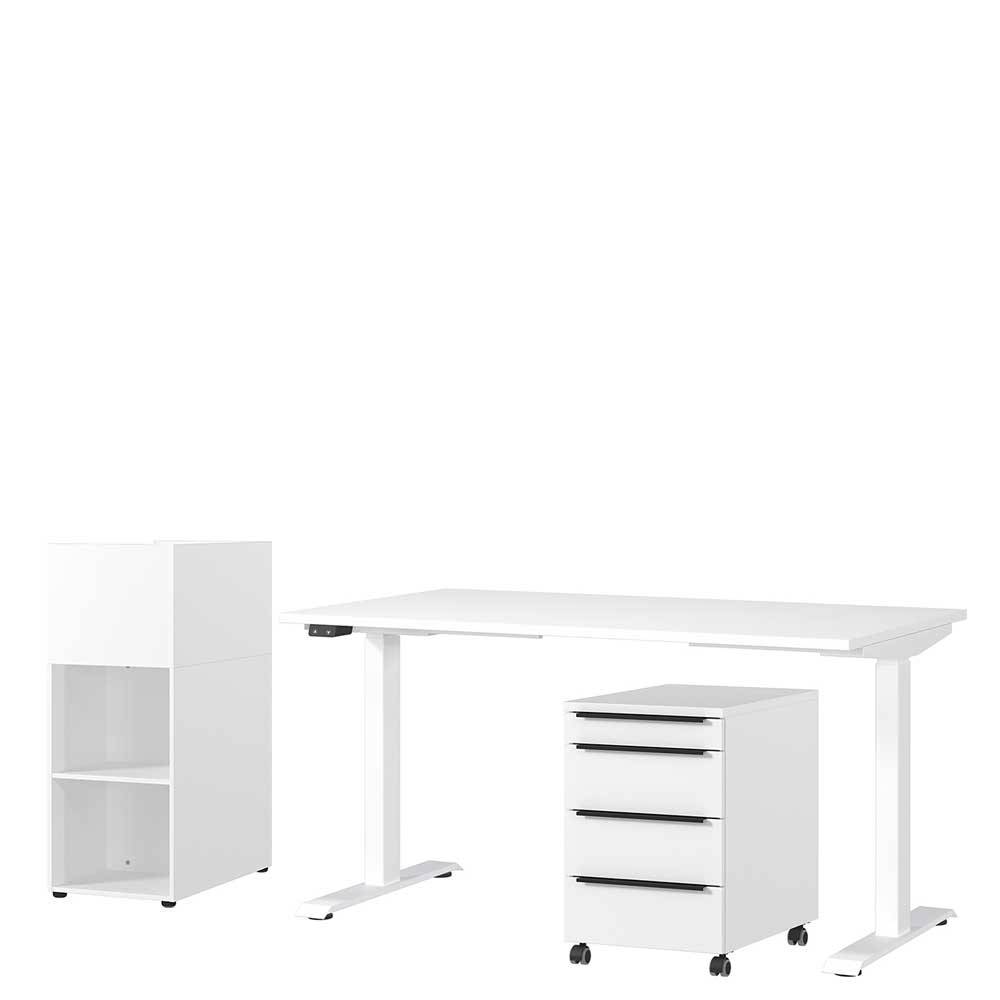 Elektro-Schreibtisch Möbel Set in Weiß - Sparkle (dreiteilig)