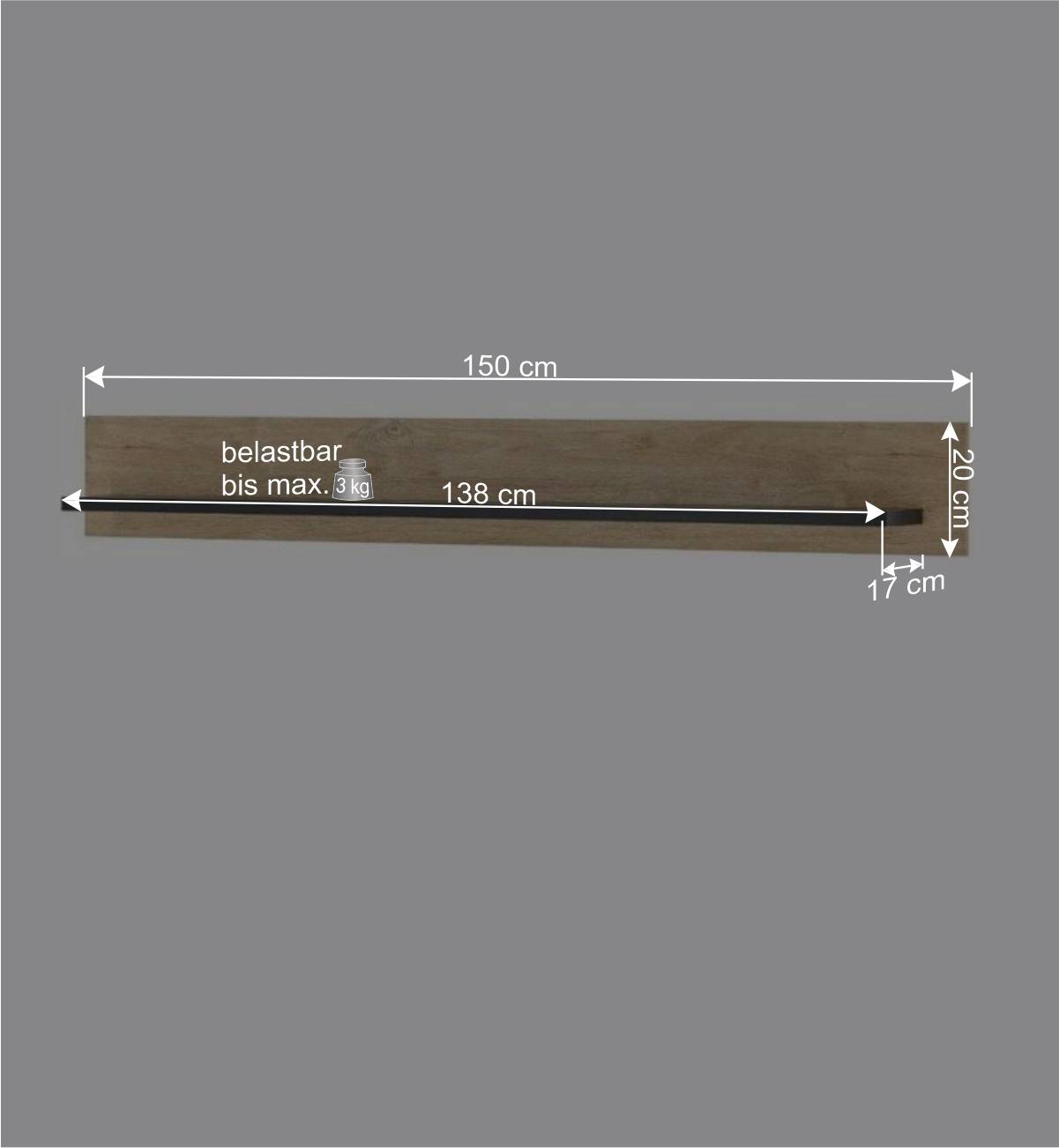 Wandboard in Eiche Gold Holzoptik - Hengas
