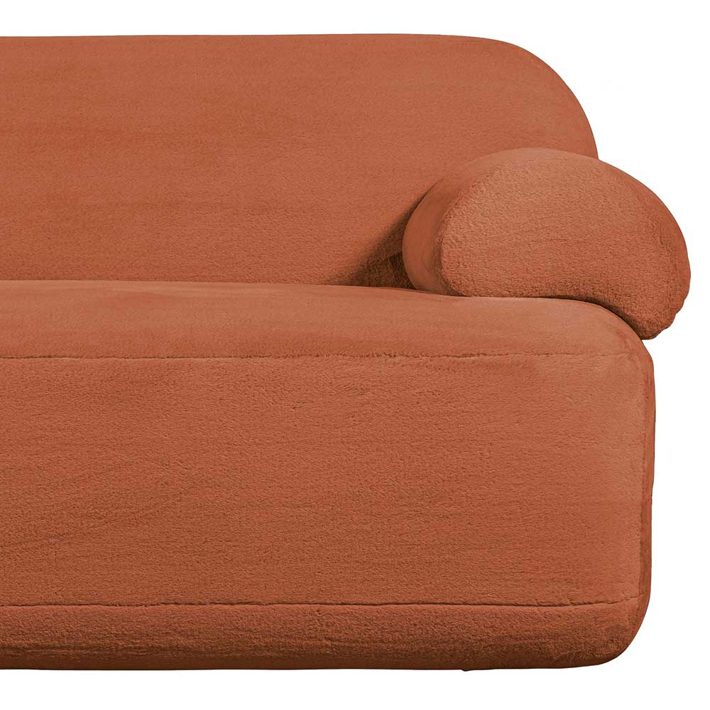 Design Sofa aus Webplüsch in Rost Braun - Berto