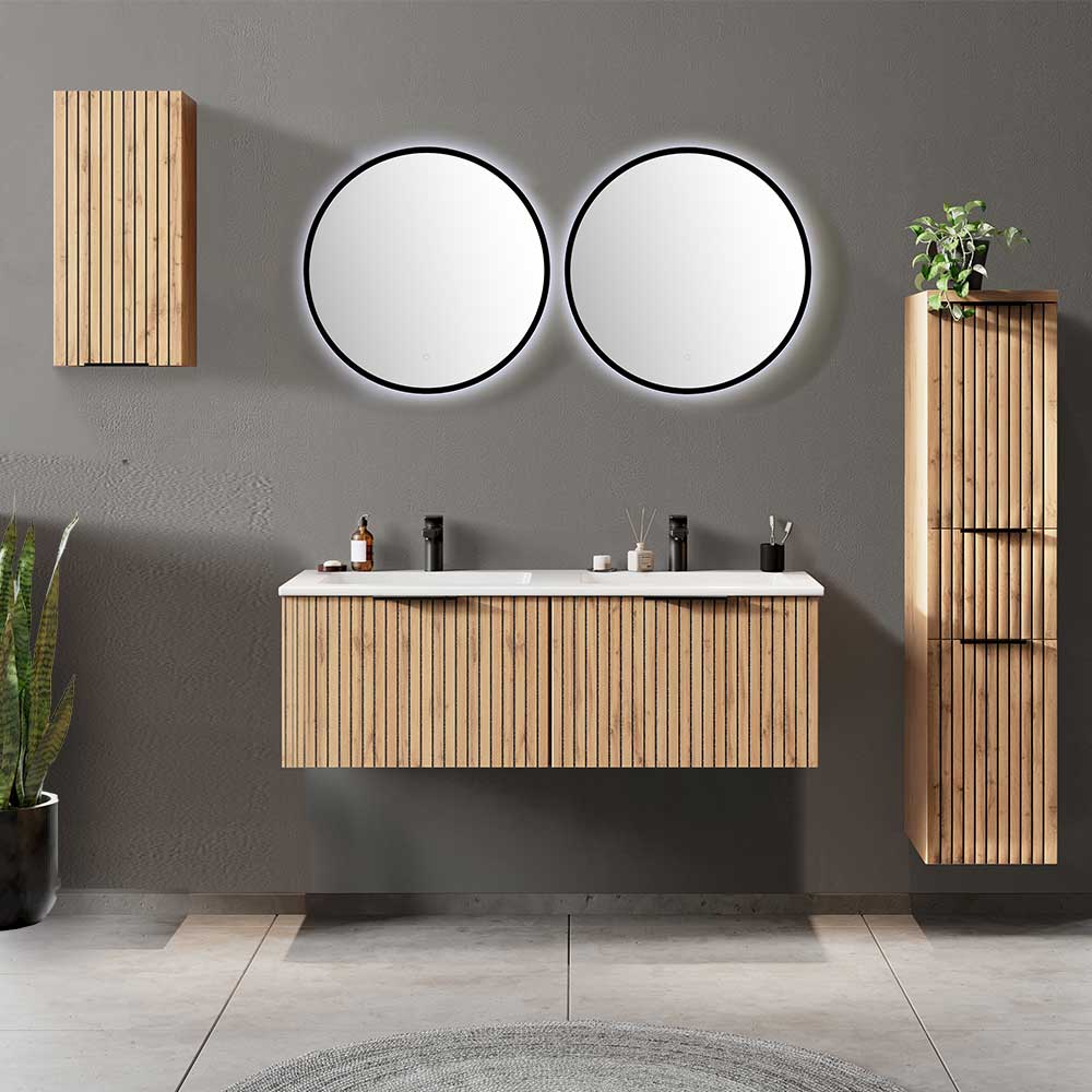 Design Badezimmermöbel mit Lichtspiegeln - Crystoga (fünfteilig)