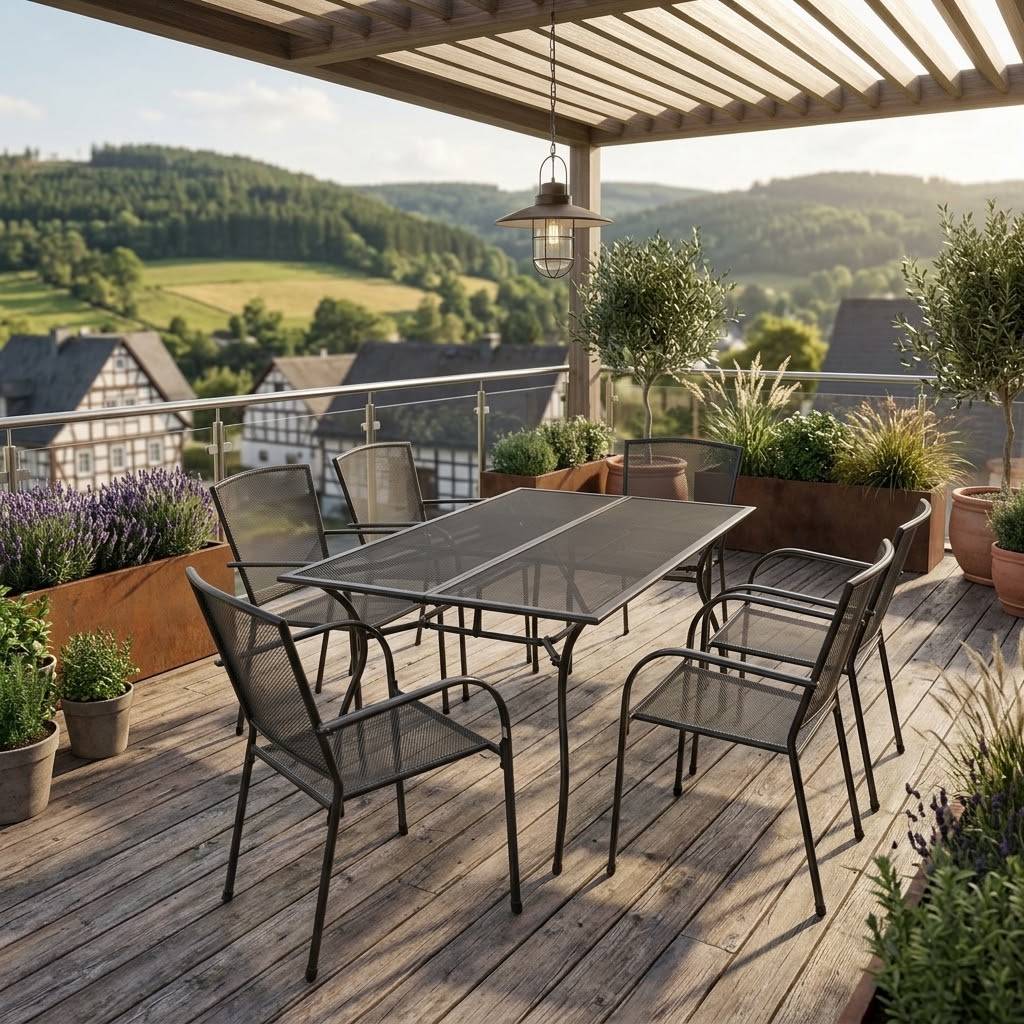 6 Personen Gartentischgruppe Set - Tyago (siebenteilig)