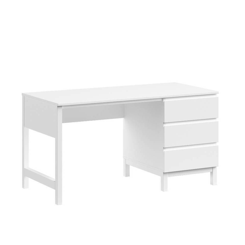 Moderner weißer Schreibtisch mit drei Schubladen, ideal für Homeoffice Möbel – Crocinol