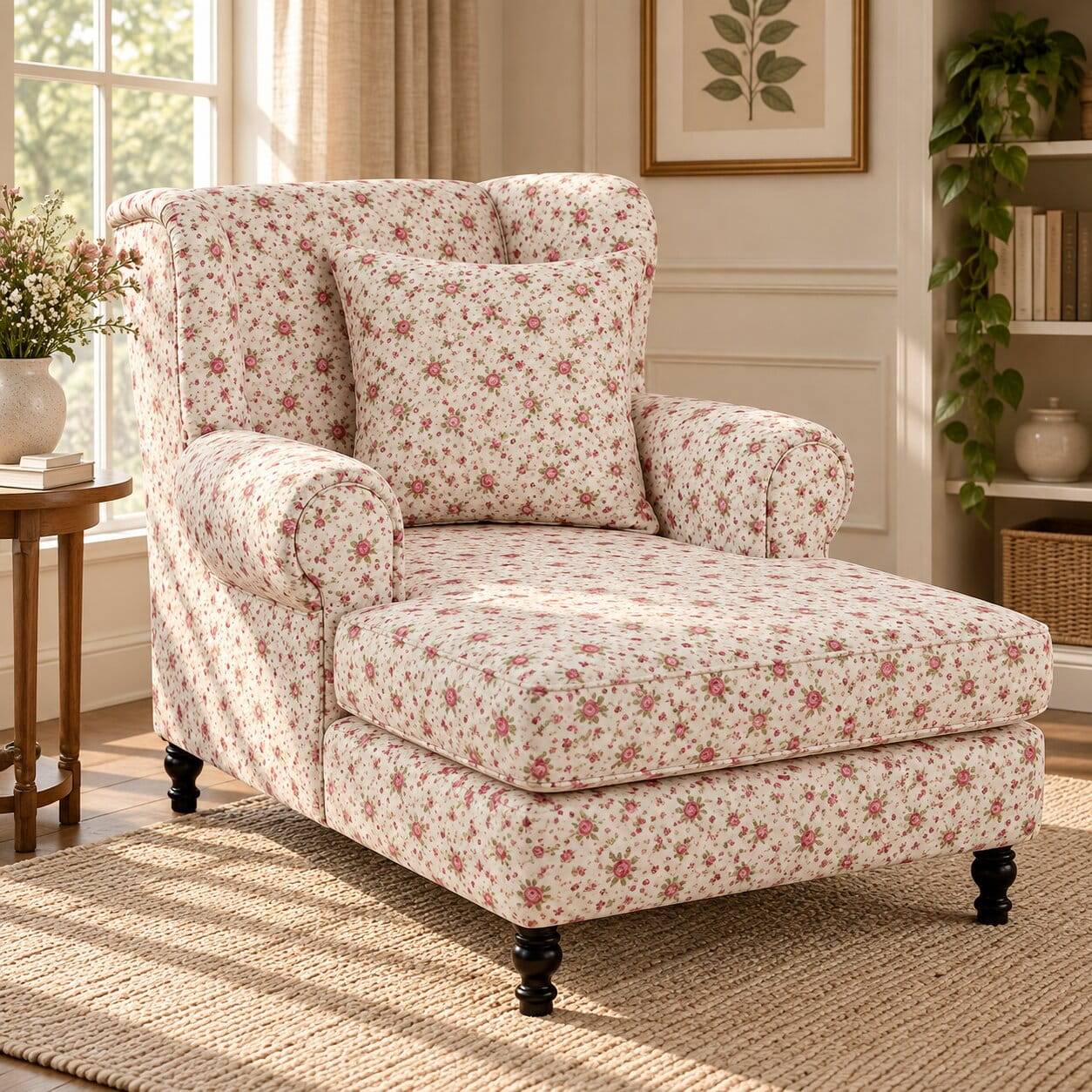 Megasessel in Beige mit Millefleurs Muster - Bastides