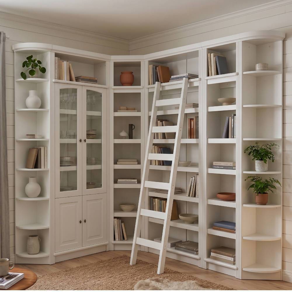 Bücherschrank-Vitrine in Cremeweiß - Timos