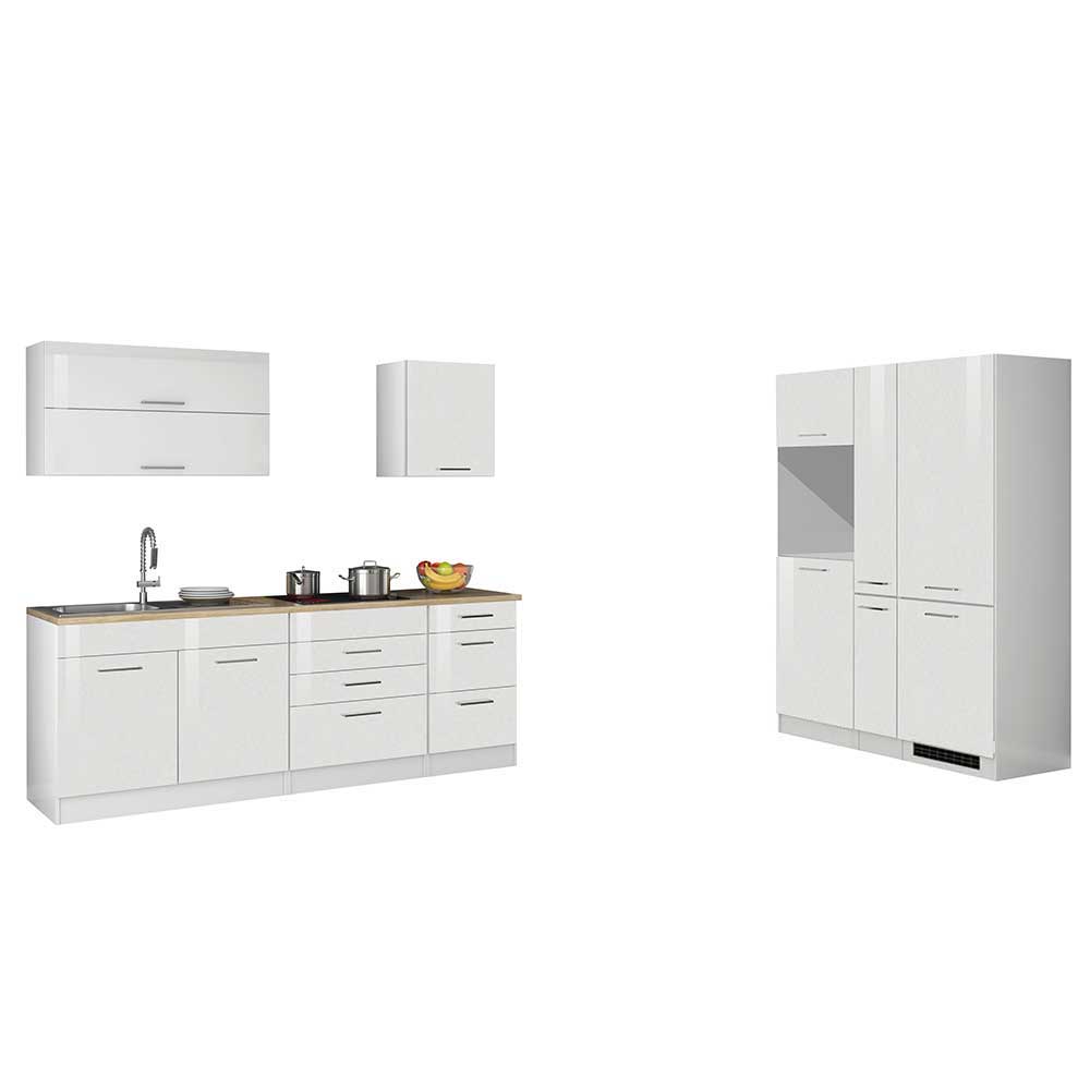 Weiße Küchenzeile ohne Elektrogeräte - Cuneo (neunteilig)