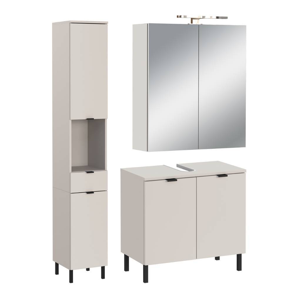Bad Waschplatz und Hochschrank Set - Perrina (dreiteilig)