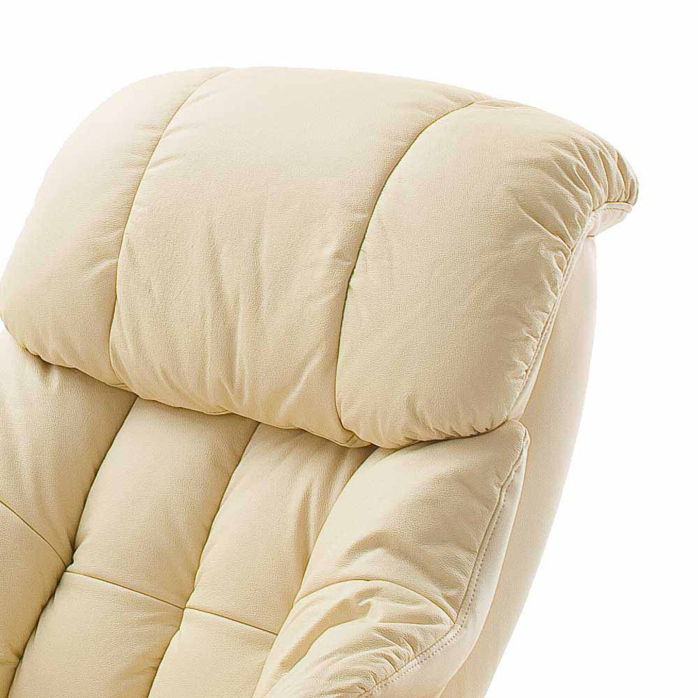 Sessel mit Relaxfunktion Leder in Creme Jet inkl. Fußhocker (zweiteilig)