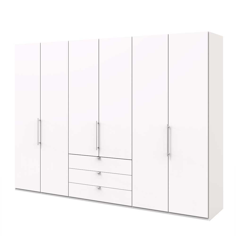 Großer Schrank für Kleidung in Weiß mit drei Schubladen & drei Gleittüren -  Donpiave