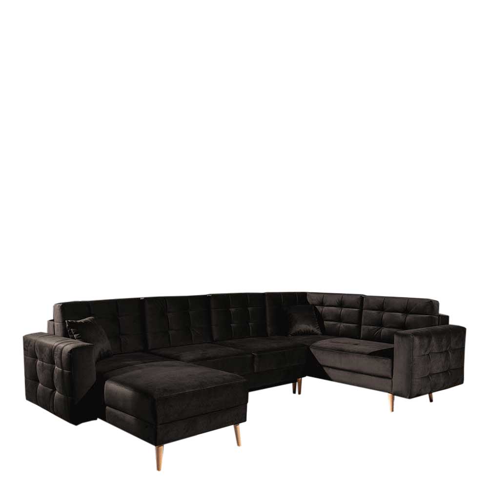 Viersitzer U-Sofa in Dunkelbraun Samt - Smento