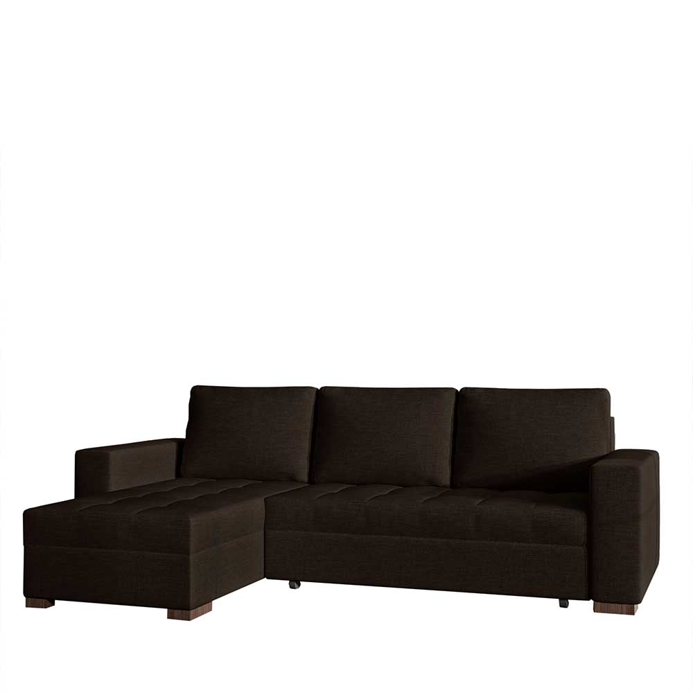 Dreisitzer Schlafcouch in Dunkelbraun Stoff - Fabrizio