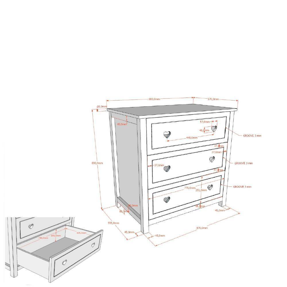 Wickelkommode mit Herz - Grandory