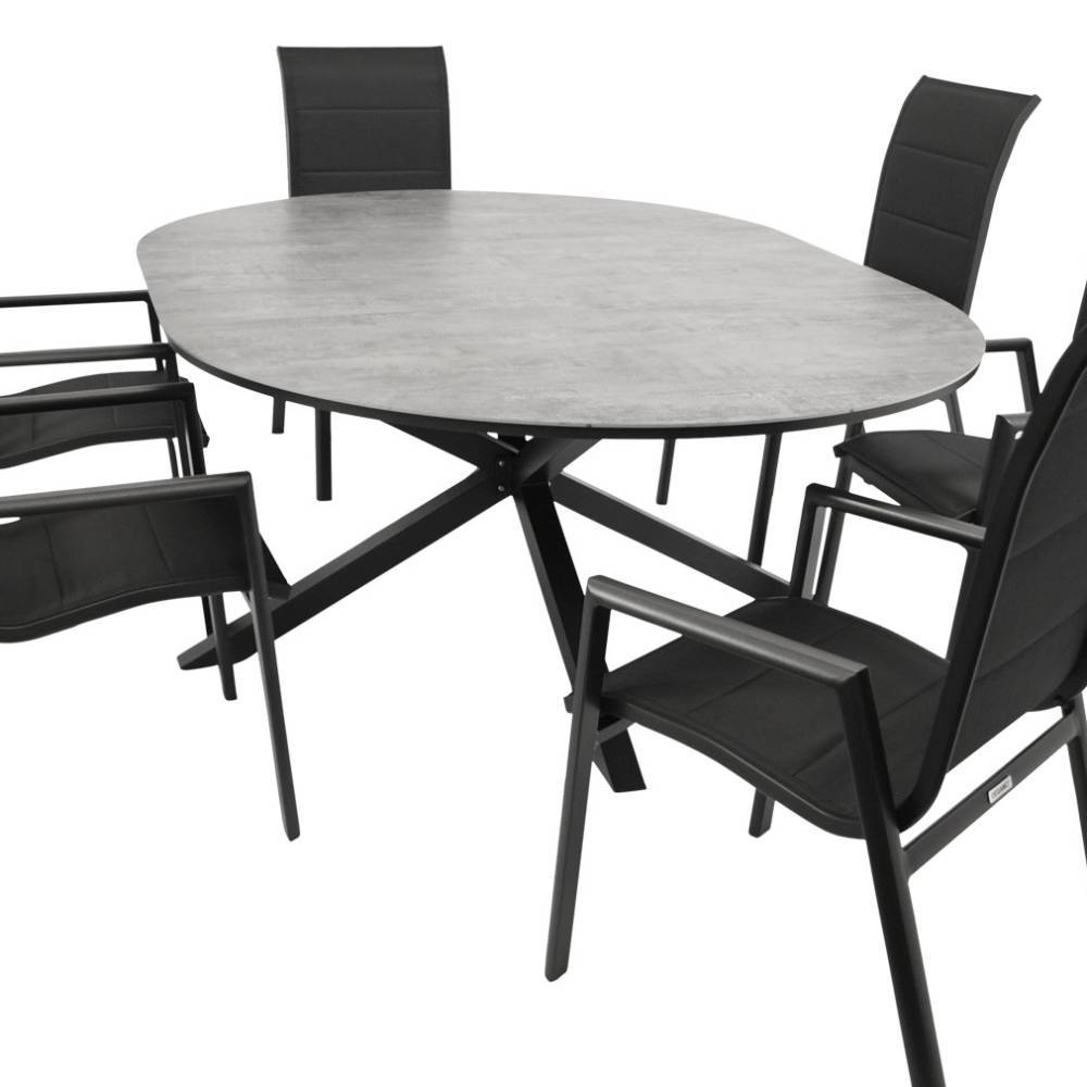 Garten-Ausziehtisch und Gartensessel Set - Vamistado (siebenteilig)