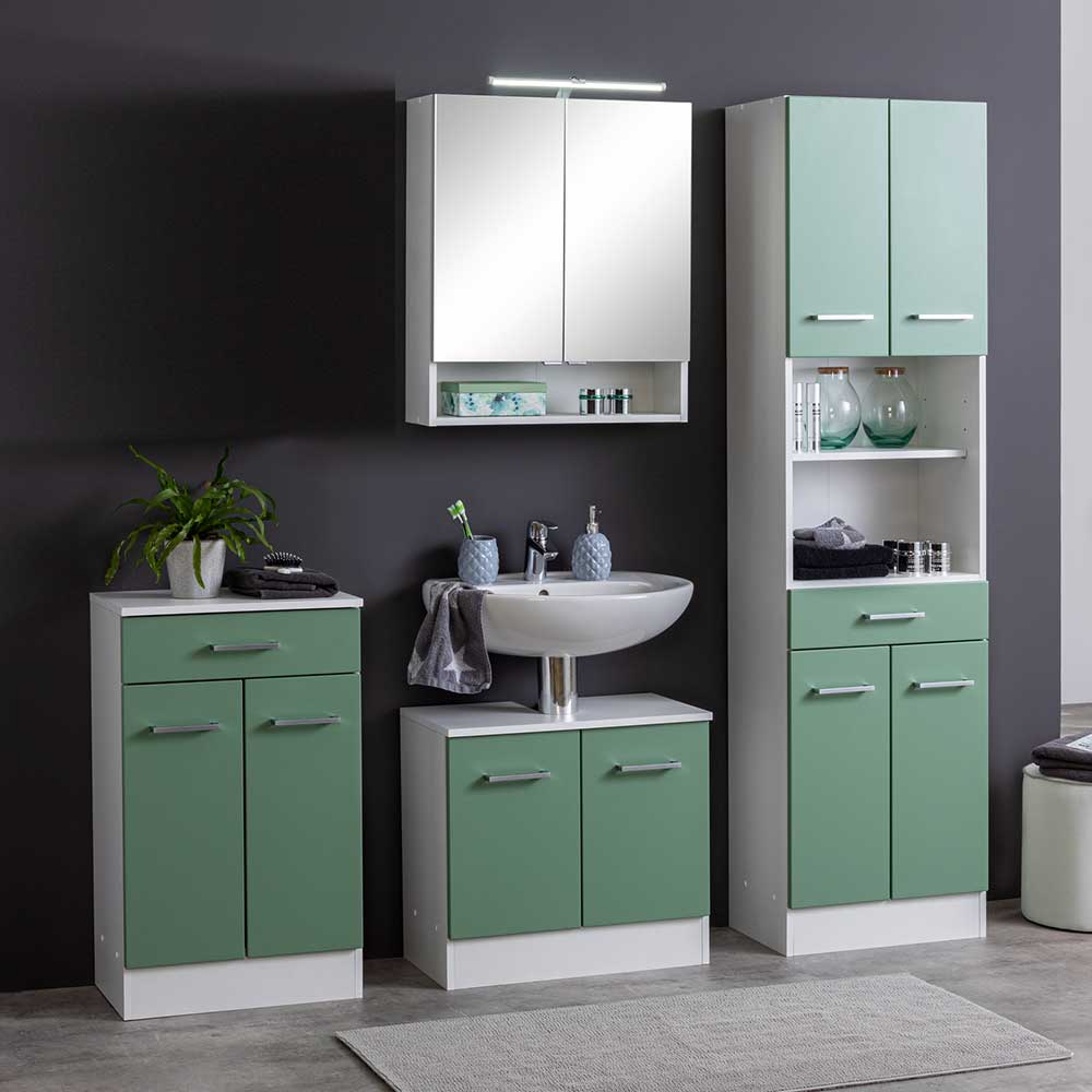 Badezimmer Möbel in Grün beschichtet - Loenixa (vierteilig)