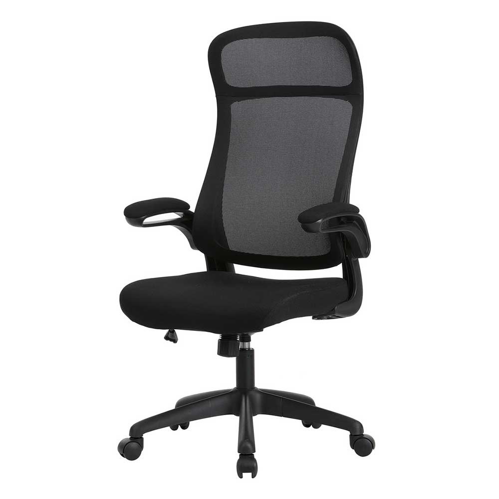 Eleganter Bürostuhl in Schwarz mit atmungsaktivem Mesh-Rücken und bequemer Polsterung – Vorianca
