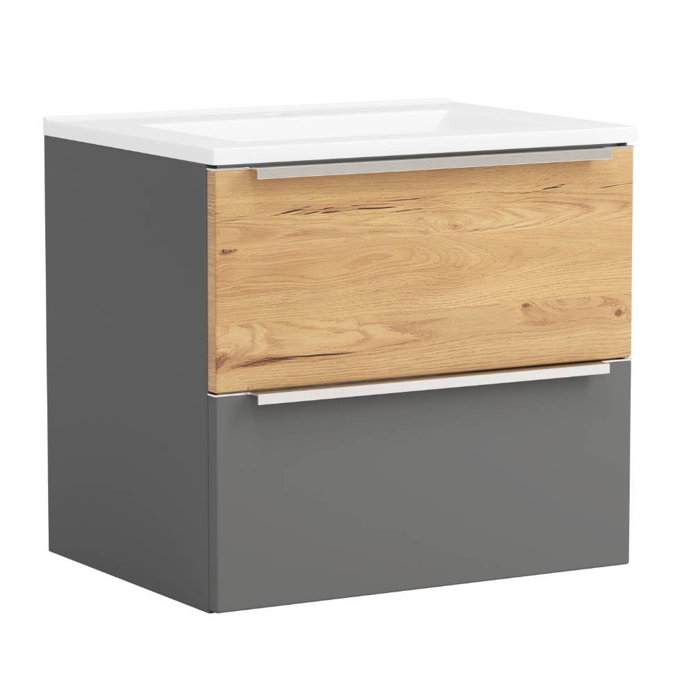 60cm Waschbeckenschrank in Mattgrau - Reill