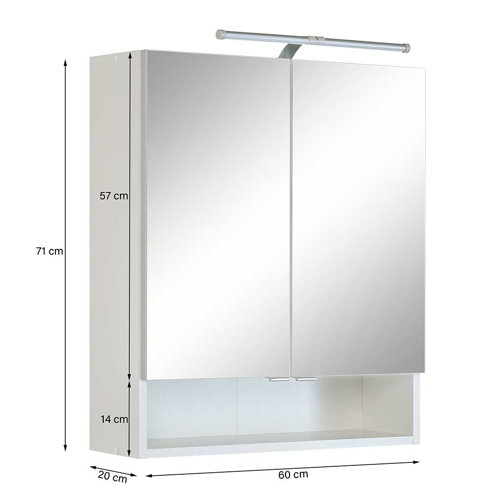 Weißer Bad Spiegelschrank mit Regalfach - Skiranov