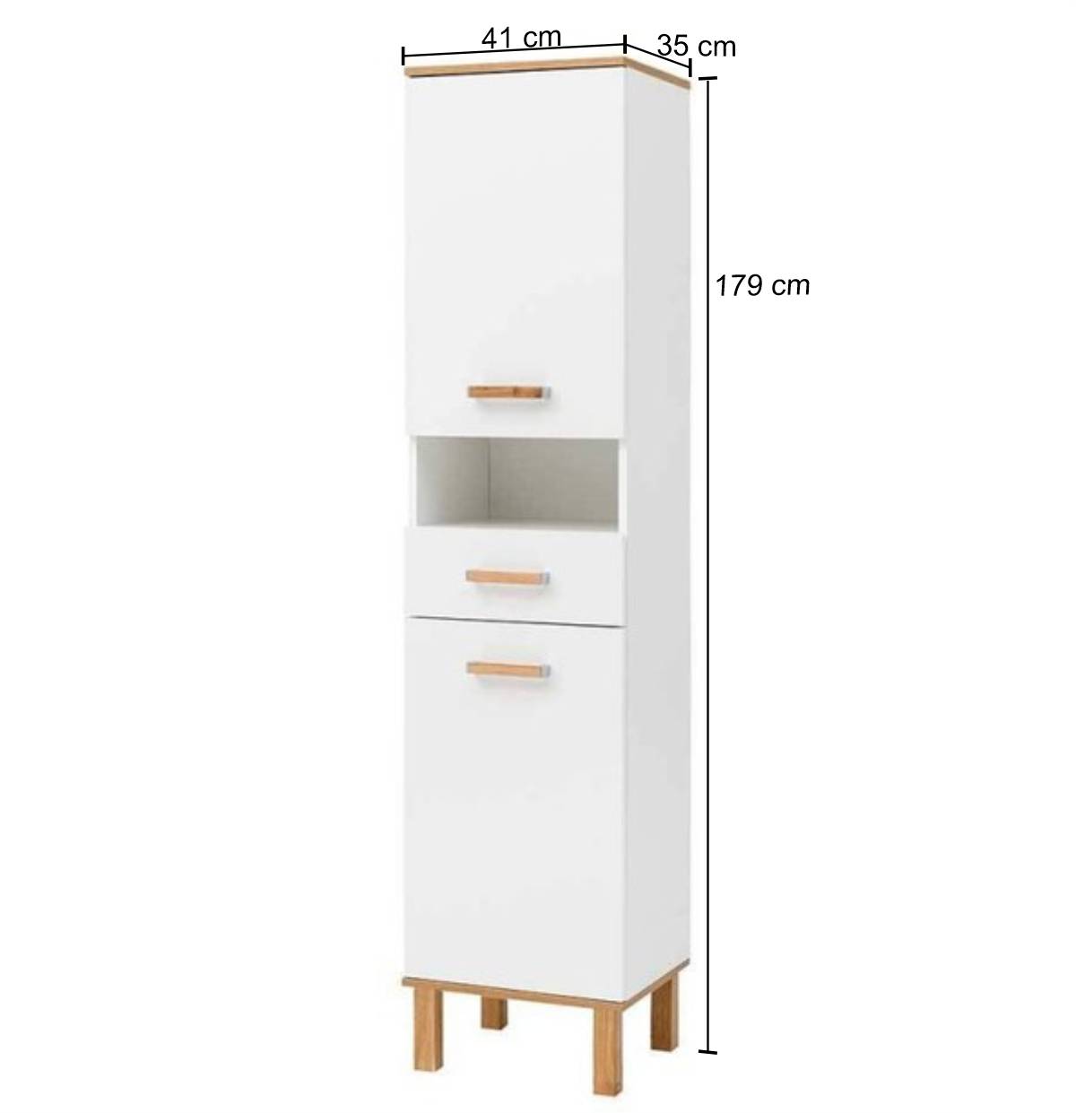 Skandi Bad Hochschrank in Weiß Glanz - Utiona