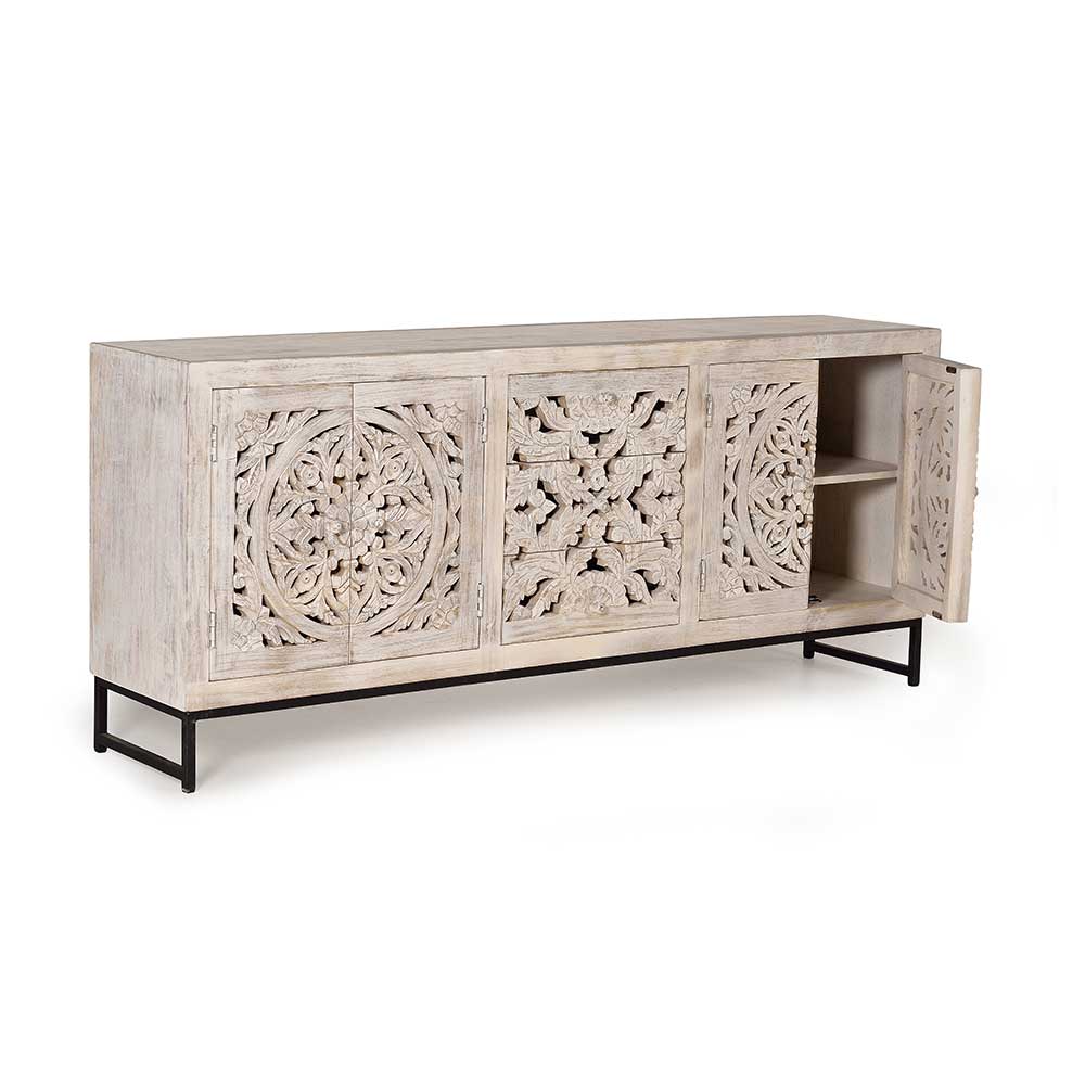 Vintage Design Sideboard in Holz White Wash - Fudorus