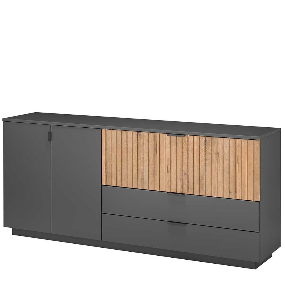 192x85x45 Design Sideboard in Anthrazit & Eiche Bianco - Cruzca