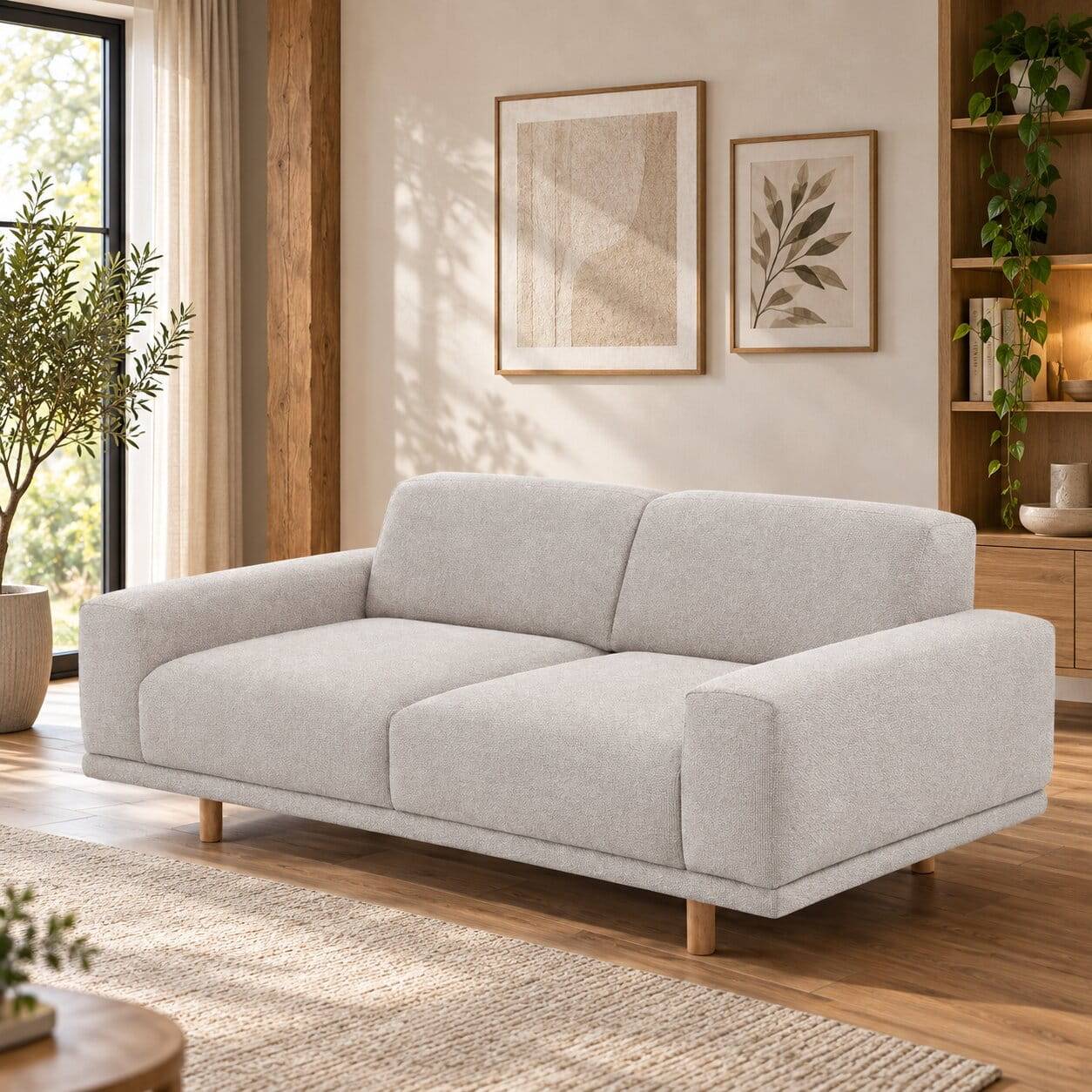 Sofa in Silbergrau und Eiche - Zita