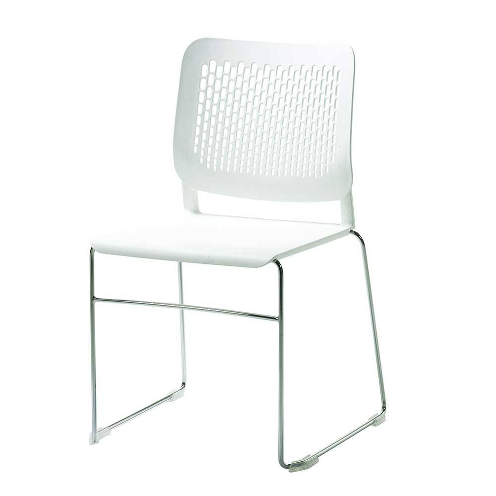 Moderner Esstisch Stuhl in Weiß & Chrom - Naresh